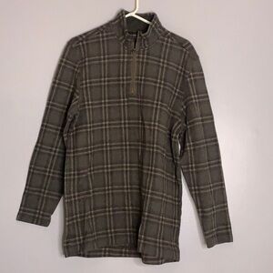 Arrow USA deer hunt Brown Plaid 3/4 zip long sleeve pullover XL